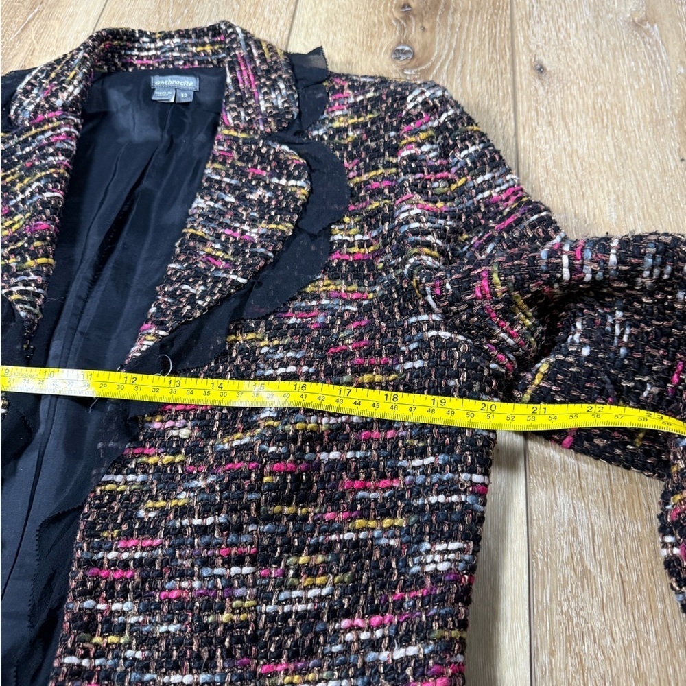 Anthracite Chic Tweed Women’s Blazer Silk Lined Size 12 - Picture 8 of 9